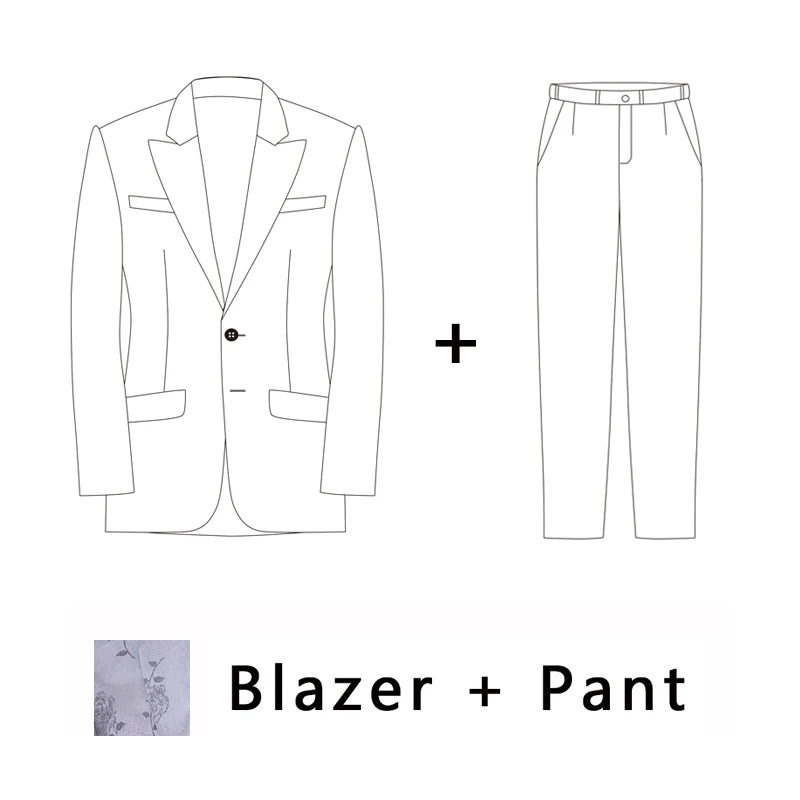 Blazer and pant silv Ternos Masculinos, приталенный, Ретро стиль, мужские костюмы, цветочный принт, блейзеры, мужские, 3 предмета, набор, необычные, мужские, s, костюмы, Homme, Taille, 4XL - Цвет: Blazer and pant silv