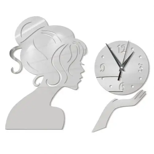 Silver Коррозионная стойкость акриловые настенные часы девушка зеркало наклейка водонепроницаемый Наклейка для дома сравнению Horloge потолок стены холодильник стекло декор - Цвет: Silver