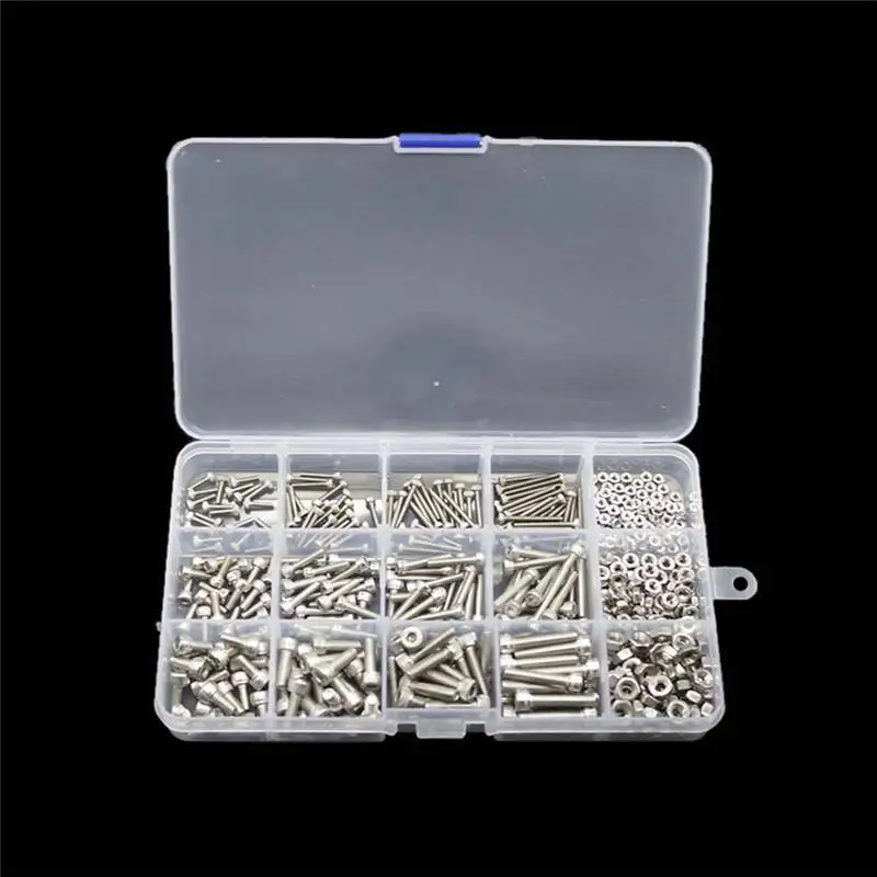 

480pcs Hex Socket Head Cap Screws Nut Kit M2 M3 M4 304 Screw Assortment Kits Stainless Steel Screws Nut Box Set