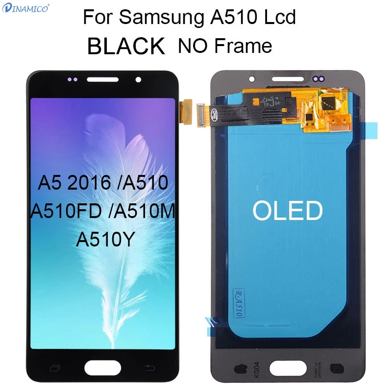 Dinamico OLED A5 Lcd для samsung Galaxy A510 Lcd A5100 A510M A510Y A510F дисплей с кодирующий преобразователь сенсорного экрана в сборе - Цвет: OLED Black