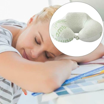 

High Quality Neck Pillow for Airplane Travel Bamboo Fiber Memory Foam U-Shaped Pillow for Adults Travel MD88