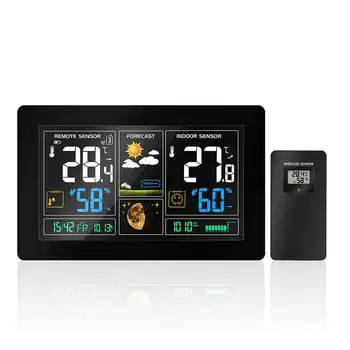 

Multi-Function Digital Alarm Clock Temperature Humidity Weather Clocks with Big Color Screen Calender