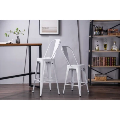 

4pcs 30" high white metal indoor outdoor dining chair vanity chair lounge chair bar stools dining table restaurant chairs
