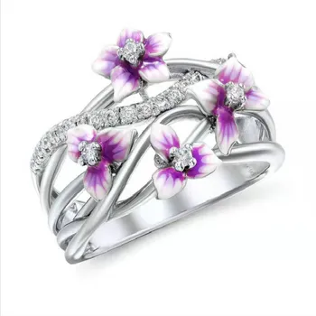 CALIENTE OFERTA ❤️ CHUHAN-anillos de flores violetas huecas de alta calidad para mujer, joyería exquisita con gradiente de flores, anillos de personalidad para fiesta y boda - discount item 64% OFF Joyas y complementos