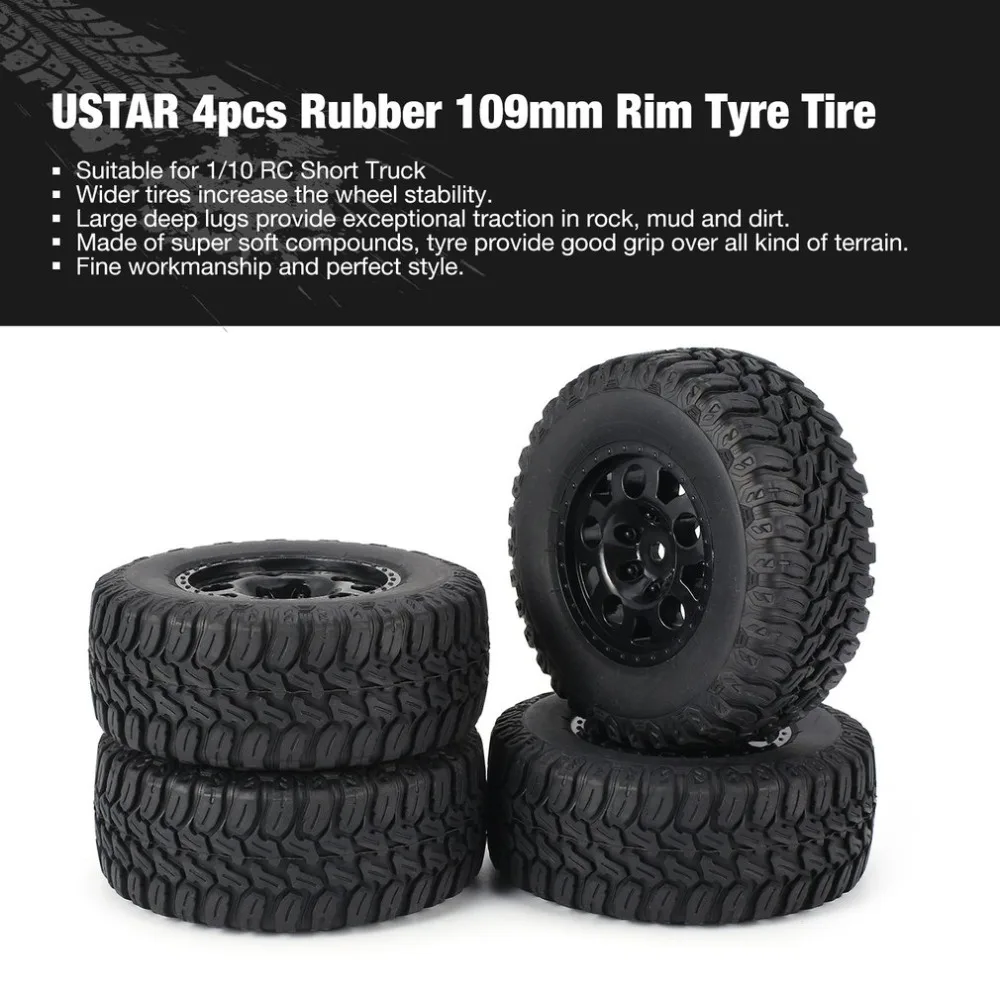 

AUSTAR AX 4pcs 109mm Rubber Rim Tyre Tire Wheel for 1/10 RC Short Truck Car Model HSP HPI Component Spare Parts Accessories fz