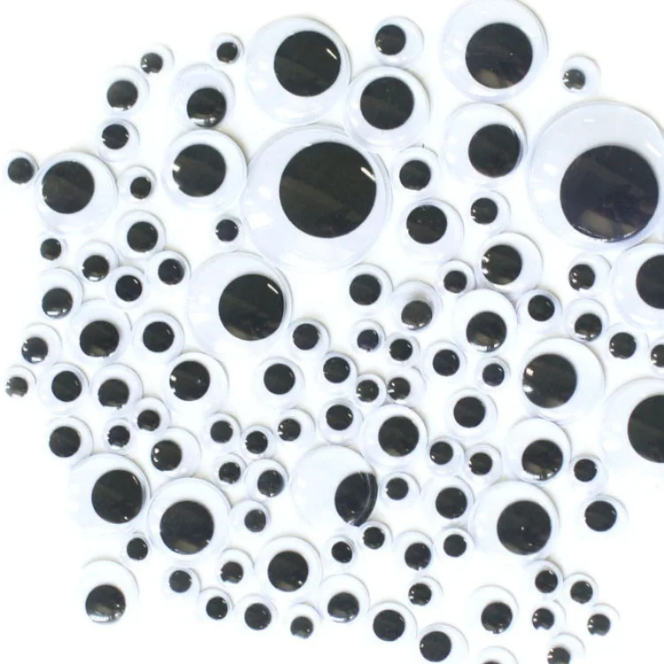 DIY Wiggly Googly Eyes Black White Self-Adhesive Doll Eye Movable Simulation Animal Eyeball Kindergarten Children Craft Supplies
