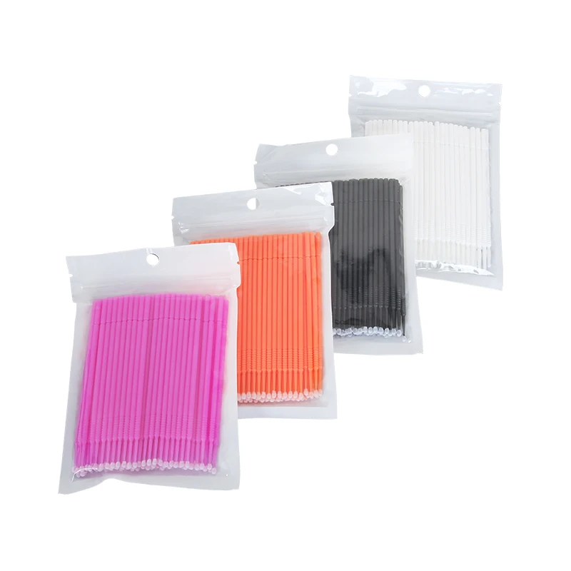 Cotonete descartável para aplicação de cílios, mini cotonete descartável para aplicar cílios, escova para extensão de cílios individual, 100 peças