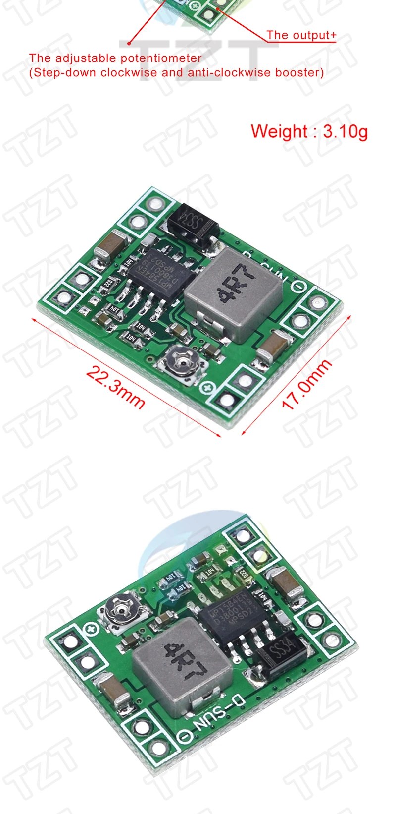 Ultrakleines DC-DC-Abwärts-Stromversorgungsmodul MP1584EN 3A Einstellbarer Abwärtswandler für Arduin0 Ersetzen Sie LM2596 – Detail 3