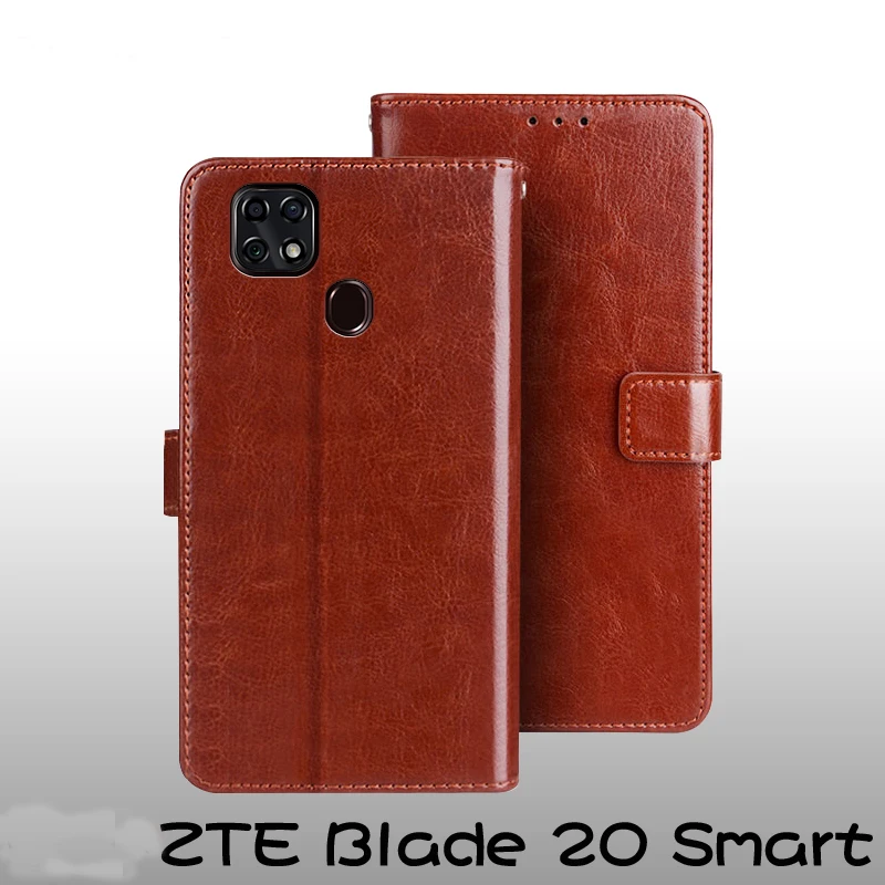Держатель для карт чехол zte Blade 20 Smart V1050 2019 кожаный бумажник откидной Funda