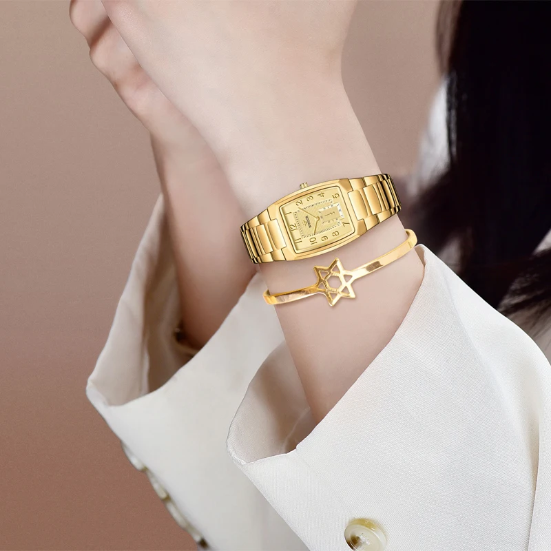 Gold Watch Women Square Ladies Creative Steel Women's Bracelet Watches Female Waterproof Clock,women watches