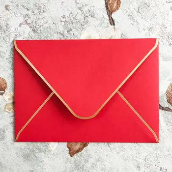 

35pcs/lot Red Pearl Paper Wedding Invitation Card Envelope Hot Stamping Craft Paper Envelope For Grand Events Festival Party