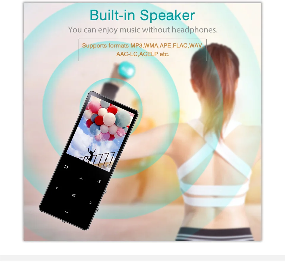 REDANT MP4 Player with Bluetooth Built-in Speaker Touch Key FM Radio Video Play E-book HIFI Metal MP 4 Music Player 8G 16G 32GB