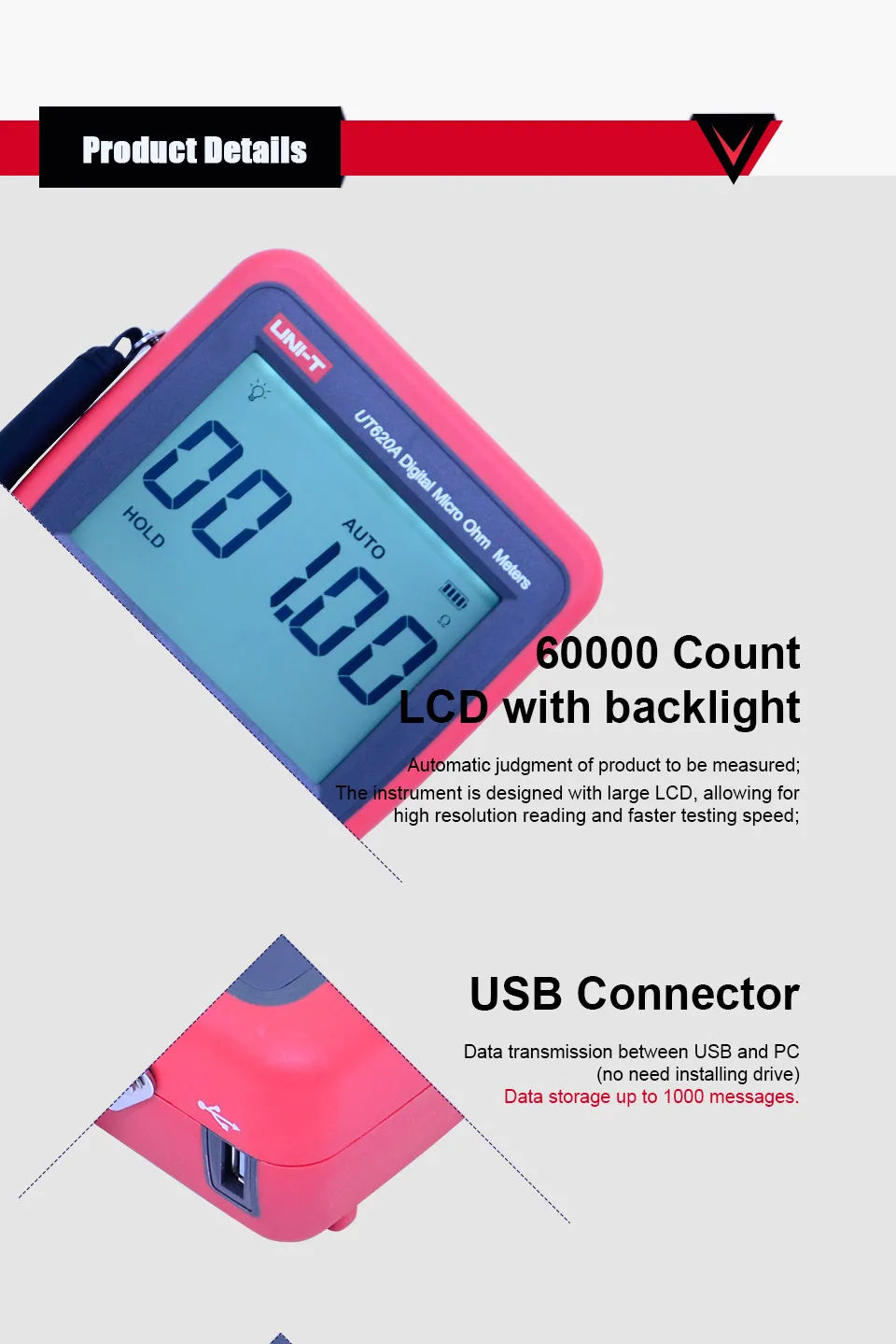 UNI-T ut620a digital micro ohm medidor de