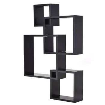 

Intersecting square floating shelf wall home decor furniture black shelf shelf storage rack