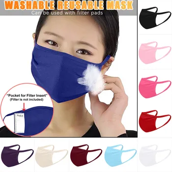

Facemask Anti-dust Reusable Mouth Cloth Pocket Mouth Cover Replacement For Man And Woman Adult Cloth Solid Color Mascarilla