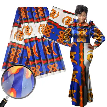 

nigeria Ghana Kente silk fabric digital printed fabric ankara African wax pattern 4 yard audel fabric +2 yards chiffon for dress