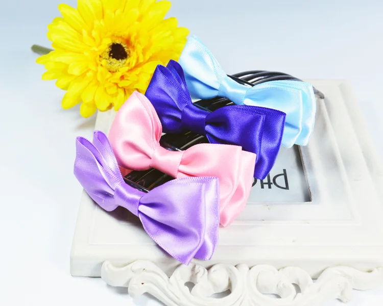 240pcs/lot DIY Multi Handwork Ribbon Hair Forks Bowknot Five Tooth Insert Combs Hair Styling Tool Hair Accessories HA600