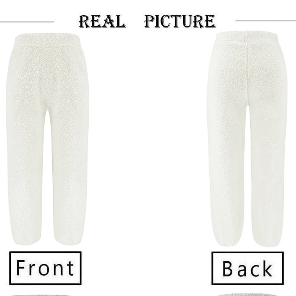Puimentiua New Brand Teddy Plush Pants Autumn Winter Women Fitness Pants Loose Casual Femme Fleece Pants Warm Straight Pants