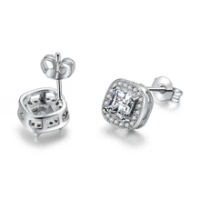 Классический дизайн, серебряный цвет, принцесса, большой квадратный кубический цирконий, свадебные серьги-гвоздики для женщин, DFE847