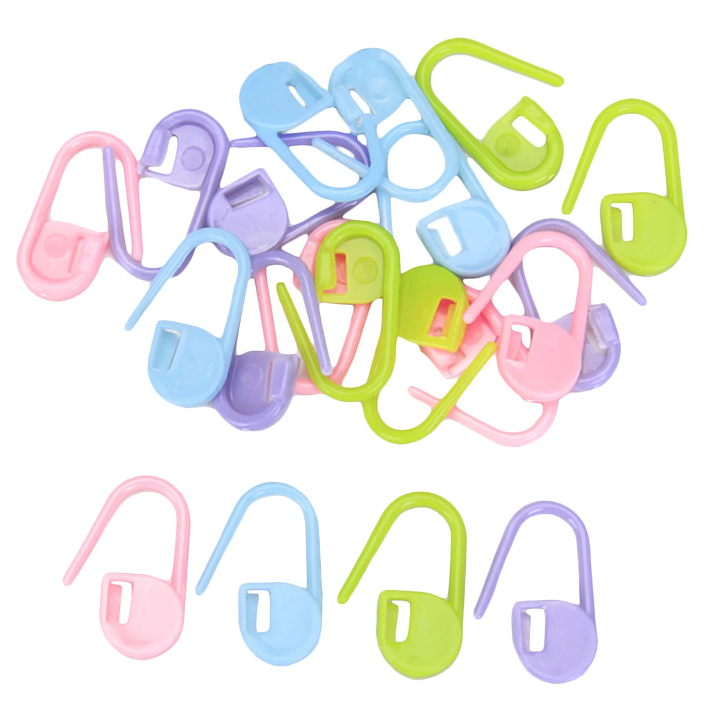 20 Plastic Locking Safety Pin Stitch Marker Holders Knitting Crochet Needles