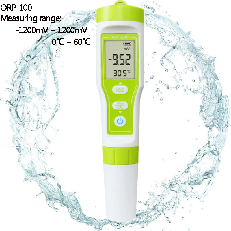 -1200~1200mV High Accuracy ORP Tester for Testing Water Digital ORP Meter with Automatic Calibration & ORP Buffer Powder 