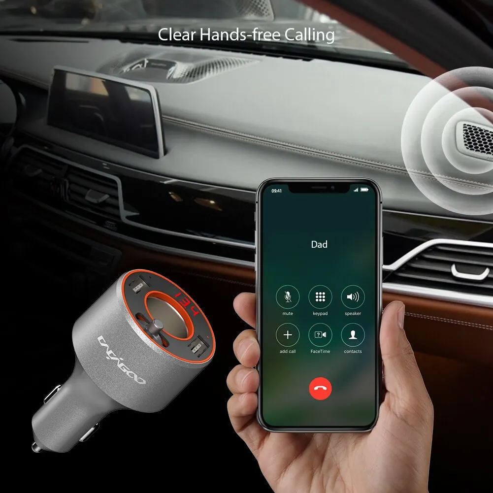 CACAGOO беспроводной 4,2 fm-передатчик стерео Hands-Free автомобильный комплект флэш-накопитель MP3 музыкальный плеер 80 Вт Двойной зарядное устройство usb
