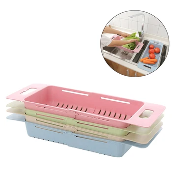 

Kitchen Drain Basket Dish Draine Retractable Adjustment Sink Telescopic Washing Basket Washing Fruit And Vegetable Basket
