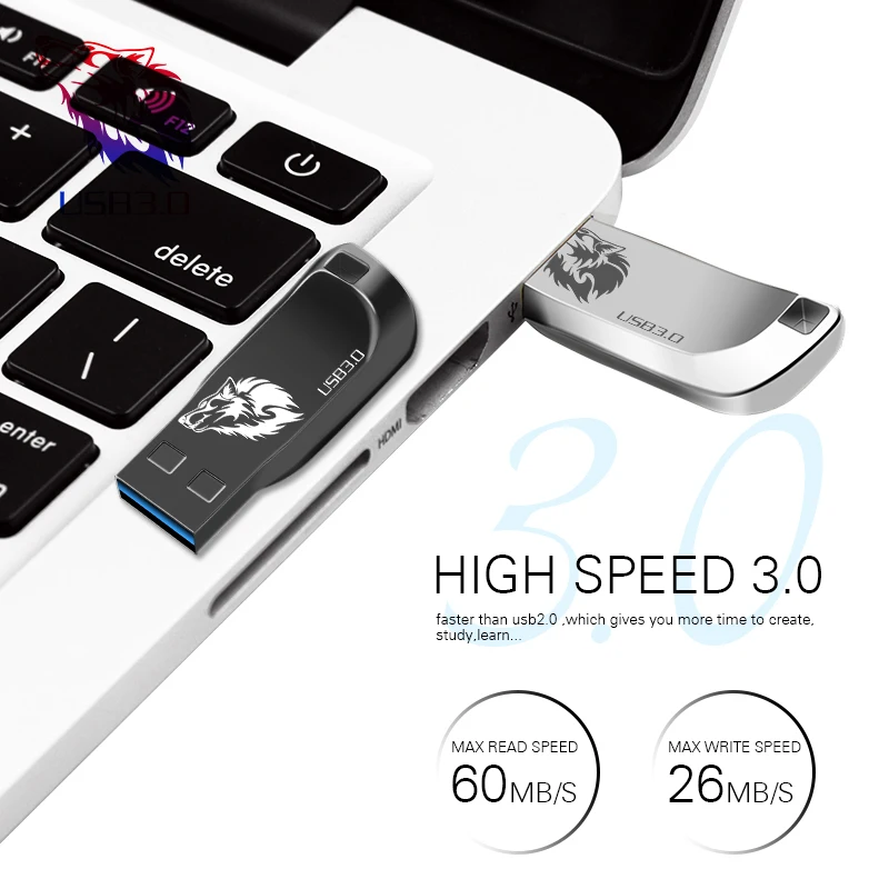 Металлический usb флеш накопитель в виде головы волка 3 0 дюйма 4 ГБ 8 64 128 ГБ|USB