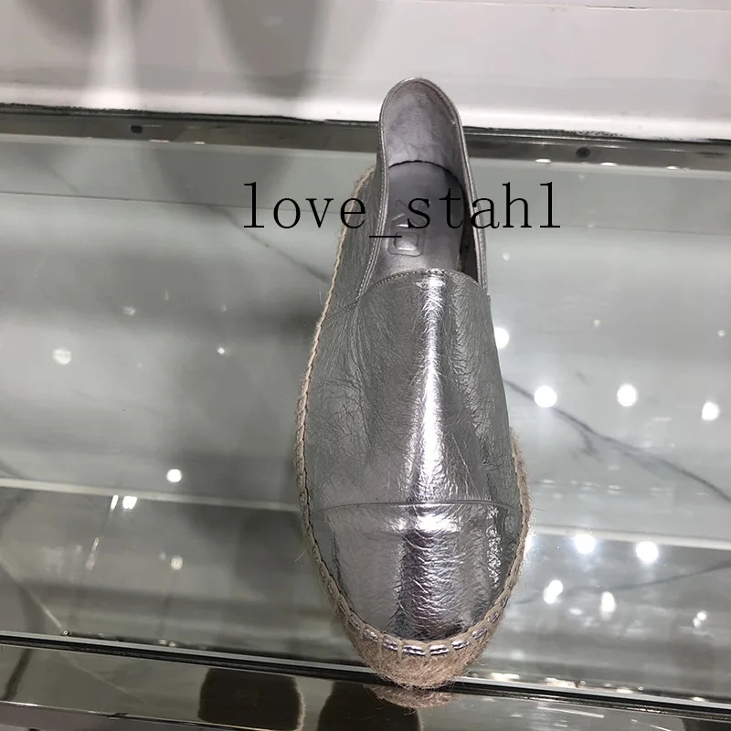 

2019 lovestahl women summer ladies leather pleated gold leather hand-woven sneakers flat fisherman shoes loafers