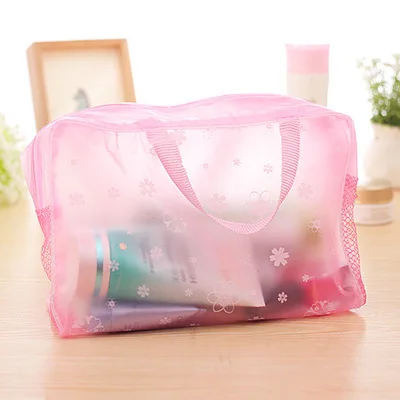 Водонепроницаемая прозрачная косметичка для ванной, переносная дорожная сумка для ванной, сумочка для туалетных принадлежностей - Цвет: Pink