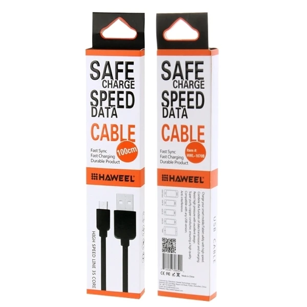 HAWEEL 1m High Speed 35 Cores Micro USB to USB Data Sync Charging Cable For Galaxy/Huawei/Xiaomi/LG/HTC and other Smart Phones