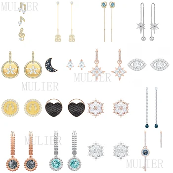 

2019 European Fashion New Lucky Feather SUNSHINE Moon Star Element Stud Earring Multi Style Women's Earrings Jewelry Gift