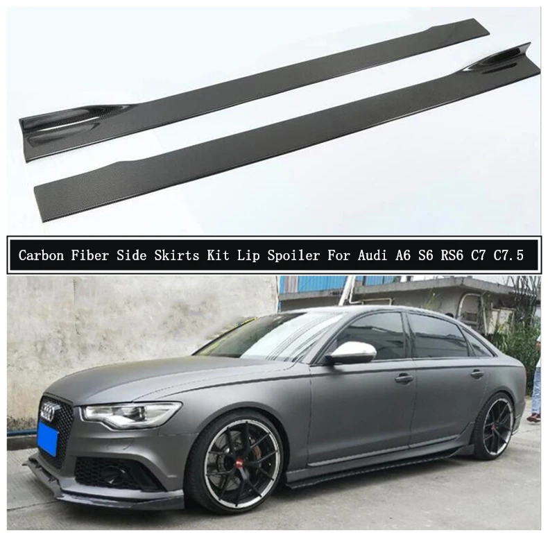 Комплект боковых юбки из углеродного волокна для Audi A6 S6 RS6 C7 C7.5 2012 2018 разветвители