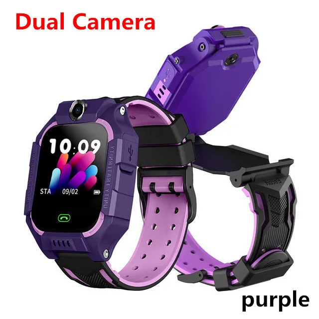 Детские Смарт-часы с двумя камерами, с защитой от потери местоположения, детские часы с функцией SOS SIM, детские часы с функцией отслеживания местоположения, водонепроницаемые часы - Цвет: dual camera