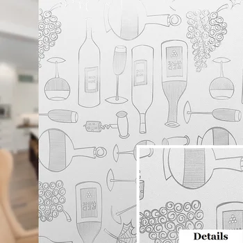 

Wine Glass Pattern Glass Sticker Static Cling Frosted UV-Proof Glare Reduction Home Decoration Reusable Remoable Window Covering