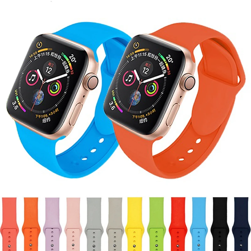 Мягкий силиконовый спортивный ремешок для Apple watch 5 4 band 44 мм 40 дышащий сменный