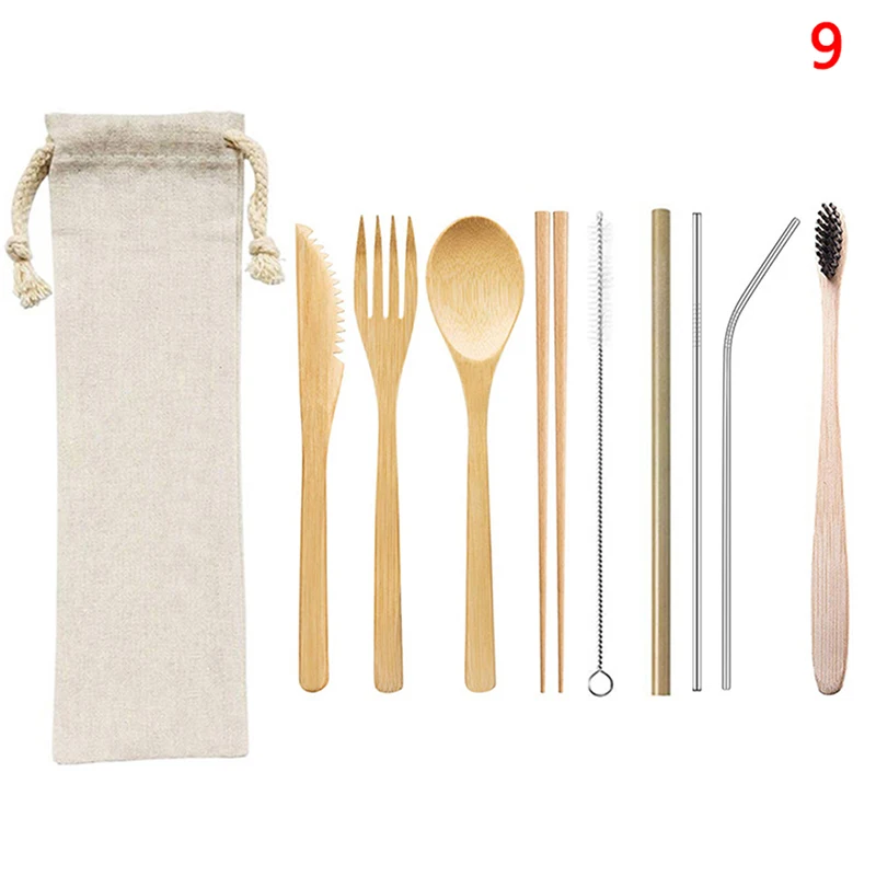 1Set Eco Friendly Bamboo Toothbrush Sets Plastic-Free Bamboo Tooth Brush Portable Travel Set Wholesale