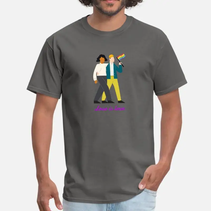 Мужская футболка на заказ Love Is Our, хлопок, круглый вырез, Harajuku, футболка для мужчин размера плюс S-5xl, одежда, футболки - Цвет: Men-Charcoal