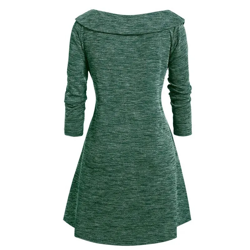 Spring Autumn Knitted A-line Dress Women Long Sleeve Mini Swing Dress Stetch Sexy V-neck Casual Dresses Vestidos Plus Size 5XL
