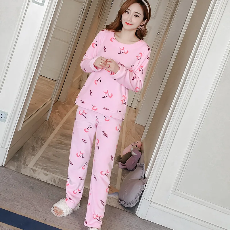 style 7 FZSLCYIYI осенние женские пижамные комплекты, пижамы, костюм для сна, Толстая теплая фланелевая ночная рубашка кораллового цвета, Женская пижама с мультяшными животными - Цвет: style 7
