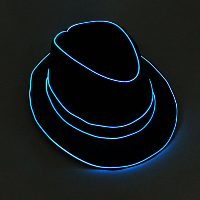 Party Light Up Top Hat EL Wire Bright LED Blinking Glowing Jazz Cap Party Hat For Party Concert Stage Show Costume