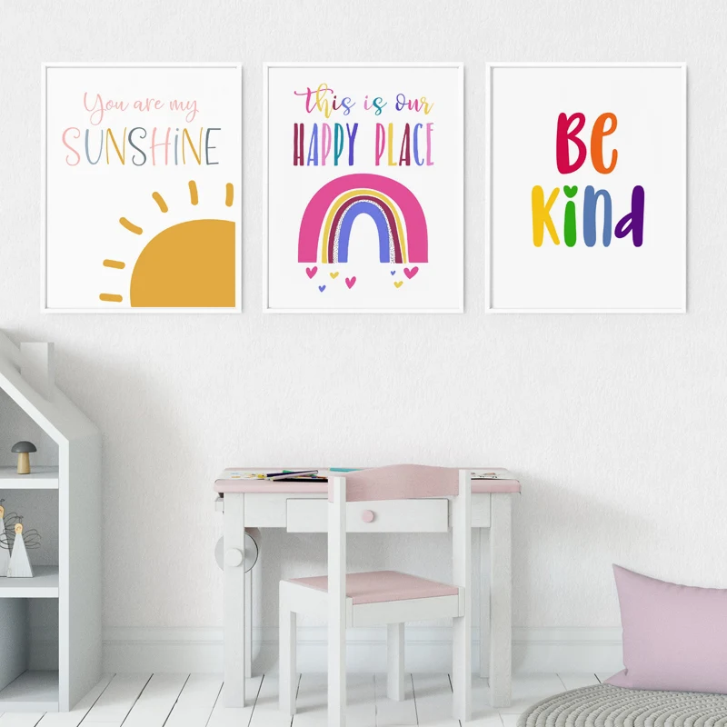 Create Dream Inspire Canvas Poster Nursery Quote Wall Art Print Painting Nordic Picture Kids Bedroom Decor You Art My Sunshine