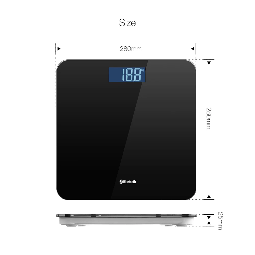 Digoo DG-B8025 lcd bluetooth весы человеческого тела Измерение веса приложение запись отслеживание весы 280x280x25 мм