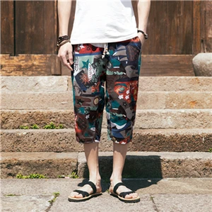 JDDTON мужские новые ретро свободные шорты с принтом пляжные спортивные Шорты повседневные традиционные японские шорты с цветочным принтом укороченные брюки JE022 - Цвет: Ant