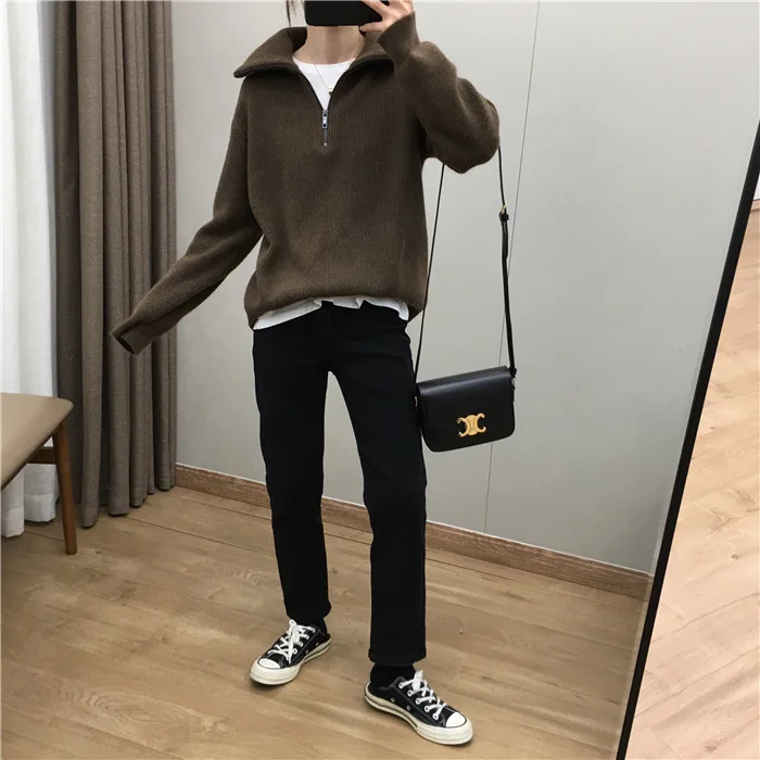 cardigan ULIYOU Women Outwear Pullovers Tops Thick Warm Elegant Turtleneck Sweater Women New Autumn Winter Zipper Knitted Sweaters long sweater