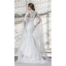 2 Meters White/Ivory Wedding Bolero Jacket Long Bride Lace Cape Bridal Marriage Accessories Wrap Shawl