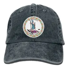 Унисекс Вирджиния флаг окрашенная вымытая джинсовая хлопковая бейсболка шляпа черный