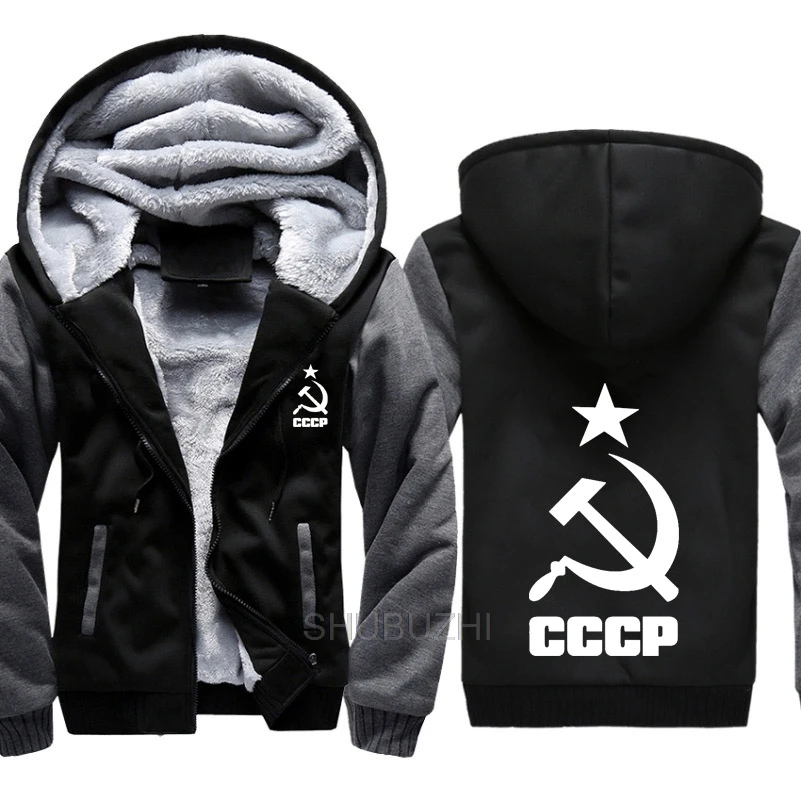 Камуфляжные флисовые толстовки, мужские Уникальные CCCP, российский СССР, Советский Союз, зимние толстые теплые пальто на молнии, куртка, спортивные костюмы, Masculino - Цвет: same as picture