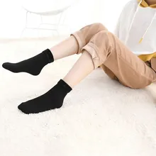 Женские носки, зимние женские бесшовное бархатное сапоги, носки для сна, шерстяные плотные однотонные, модные женские носки для сна 1023