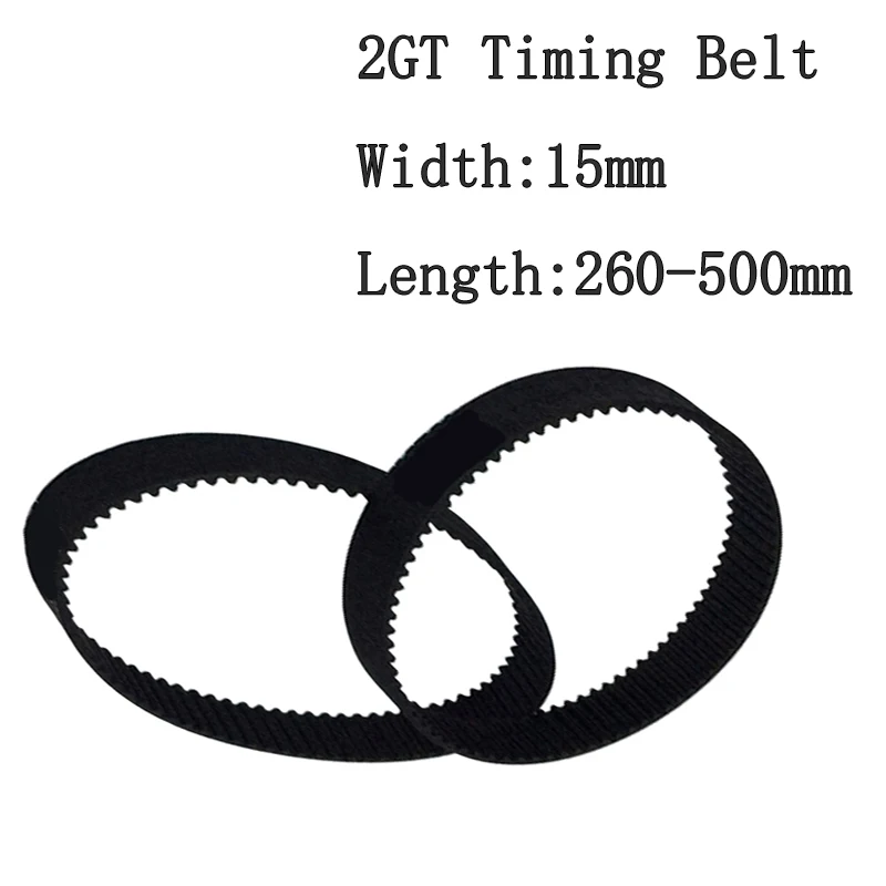 

2pcs/set 2GT Timing Belt Customization Closed Loop Gt2 Timing Belt Width 15mm Length 260-500mm 3D Printer Toothed Conveyor Belt